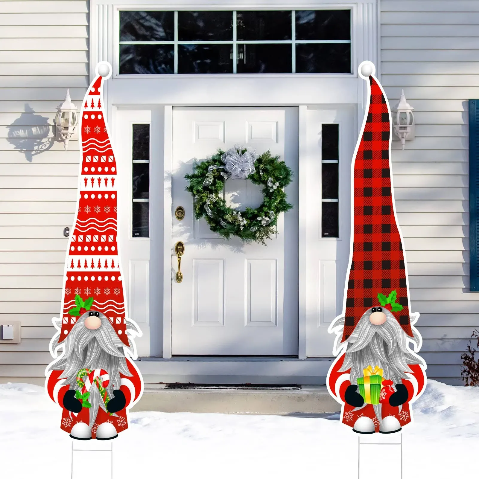 Large 2pcs Gnomes Christmas Yard Signs, 47" Gnome Santa Christmas Yard Outdoor ...