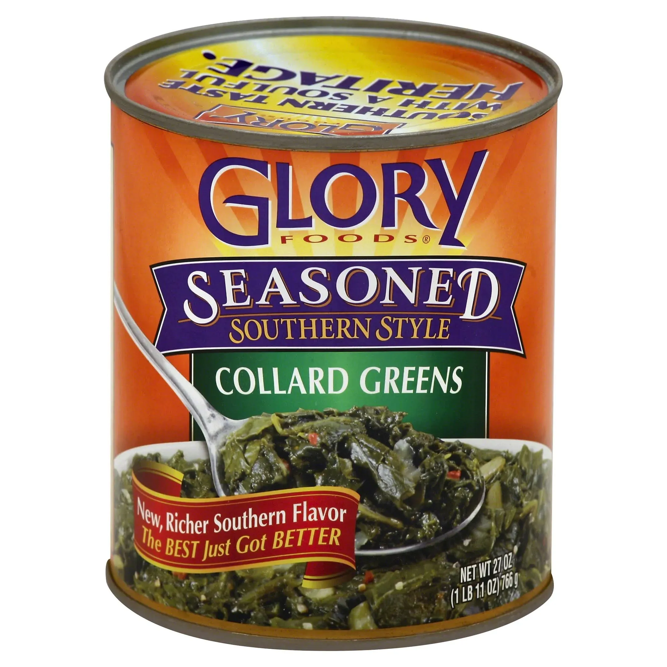 Glory Foods Collard Greens, Southern Style, Seasoned 27 oz