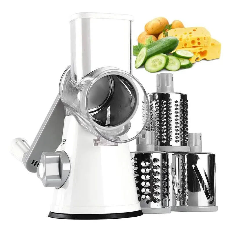 KEOUKE Vegetable Cheese Grater Slicer - Rotary Handheld Grater Shredder Grinder ...