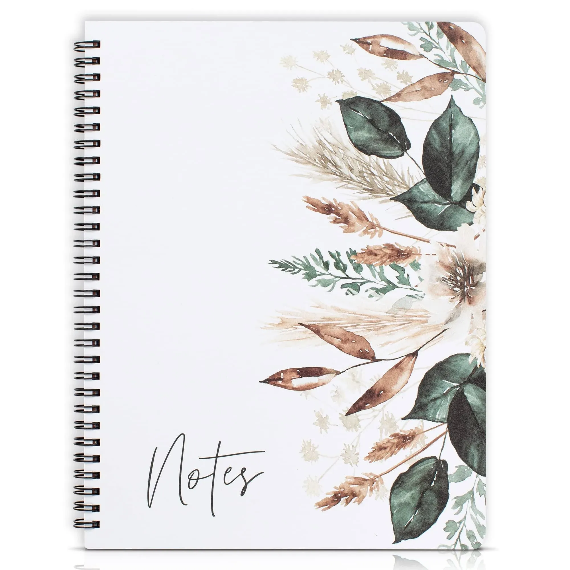 Aesthetic Spiral Notebook Journal for Women - Cute Dried Floral 10.5" x 8.5 ...