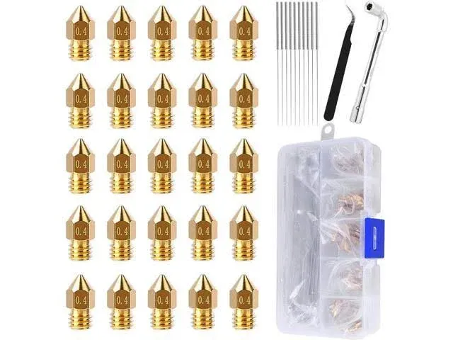 25pcs MK8 Ender 3 V2 Nozzles 0.4mm, 3D Printer Brass Hotend Nozzles with DIY ...