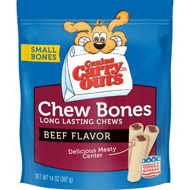 Canine Carry Outs Chew Bones, Beef Flavor, Small Bones - 14 oz