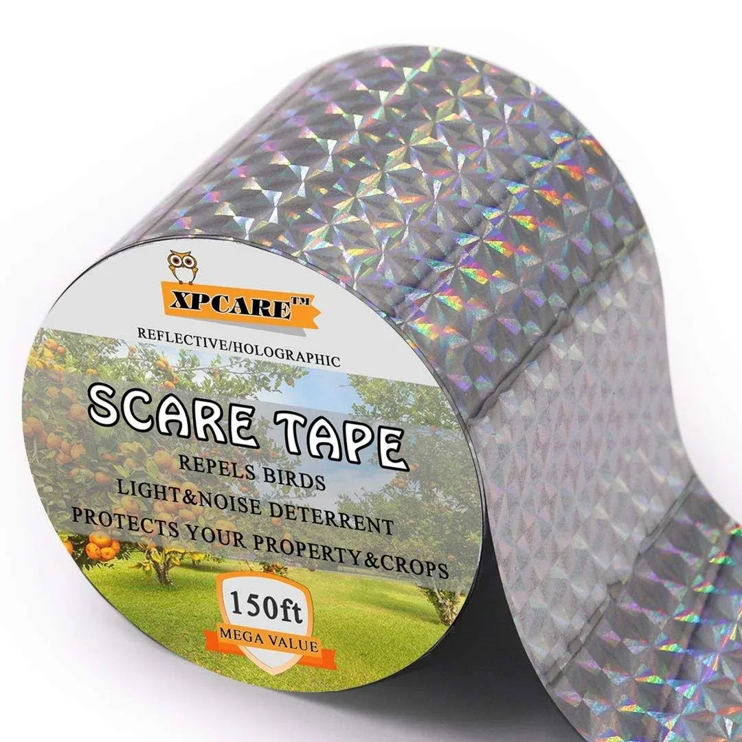 Scare Tape Ribbon - 150Ft X 2In PET Reflective Tape Keep Wildlife and Property