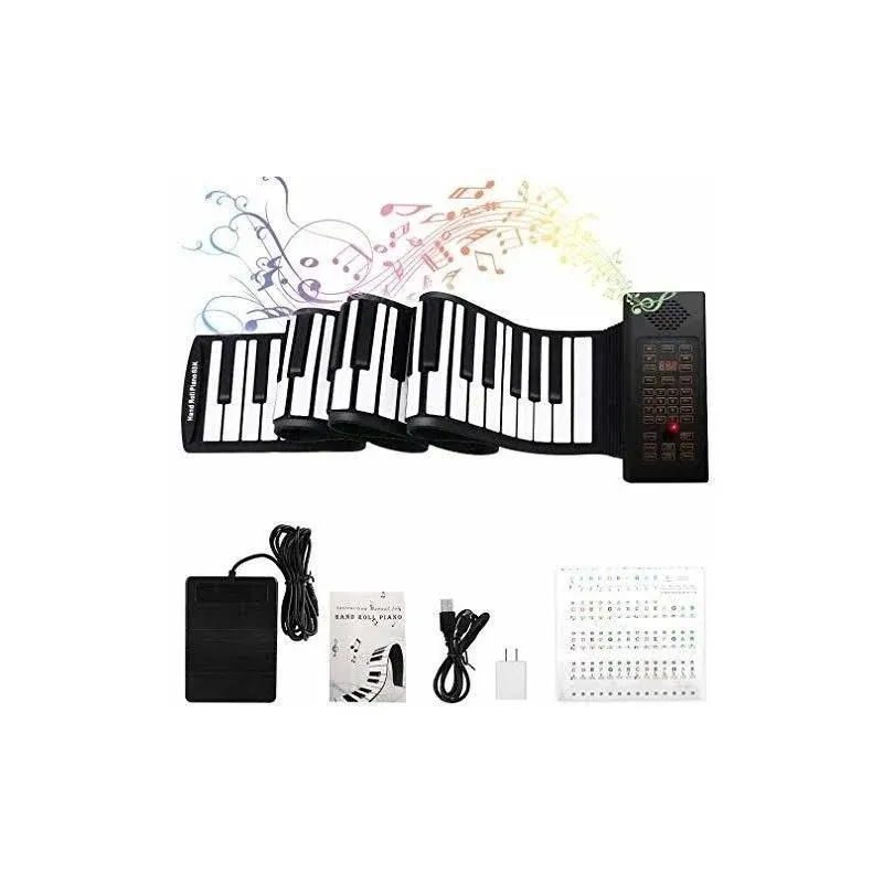 88 Keys Roll up Piano with Pedal 88 Keys Roll up Piano Keyboard, Black