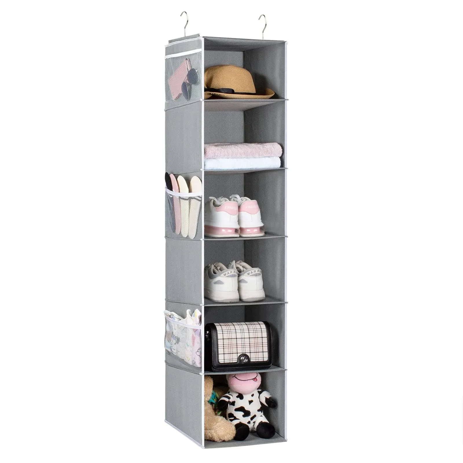 Univivi Hanging Wardrobe Storage Organiser, 6 Tiers Hanging Storage Shelves with ...