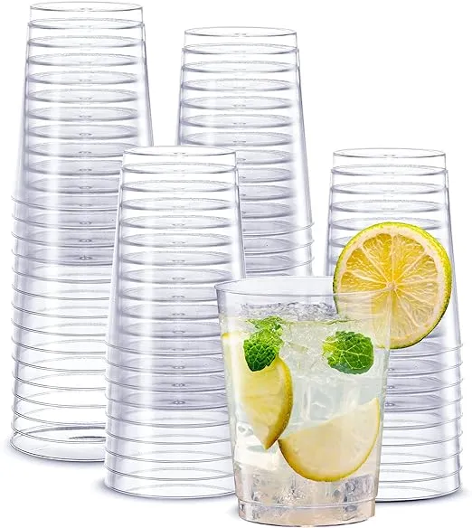 Comfy Package Clear Hard Plastic Cups/Tumblers [10 oz. - 200 Count] Small Disposable Party Cocktail Glasses