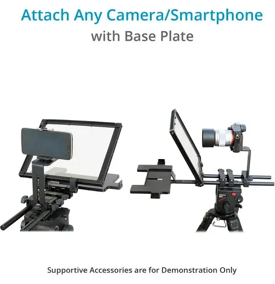 Professional & Portable Easy Teleprompter for Tablet/Tab/Smartphone/DSLR Video Camera. Adjustable Camera Base, Glass & Tab Holder. Quick Tripod Mounting, Hand Gloves, Sunhood + Bag (FC-TP-EZ)