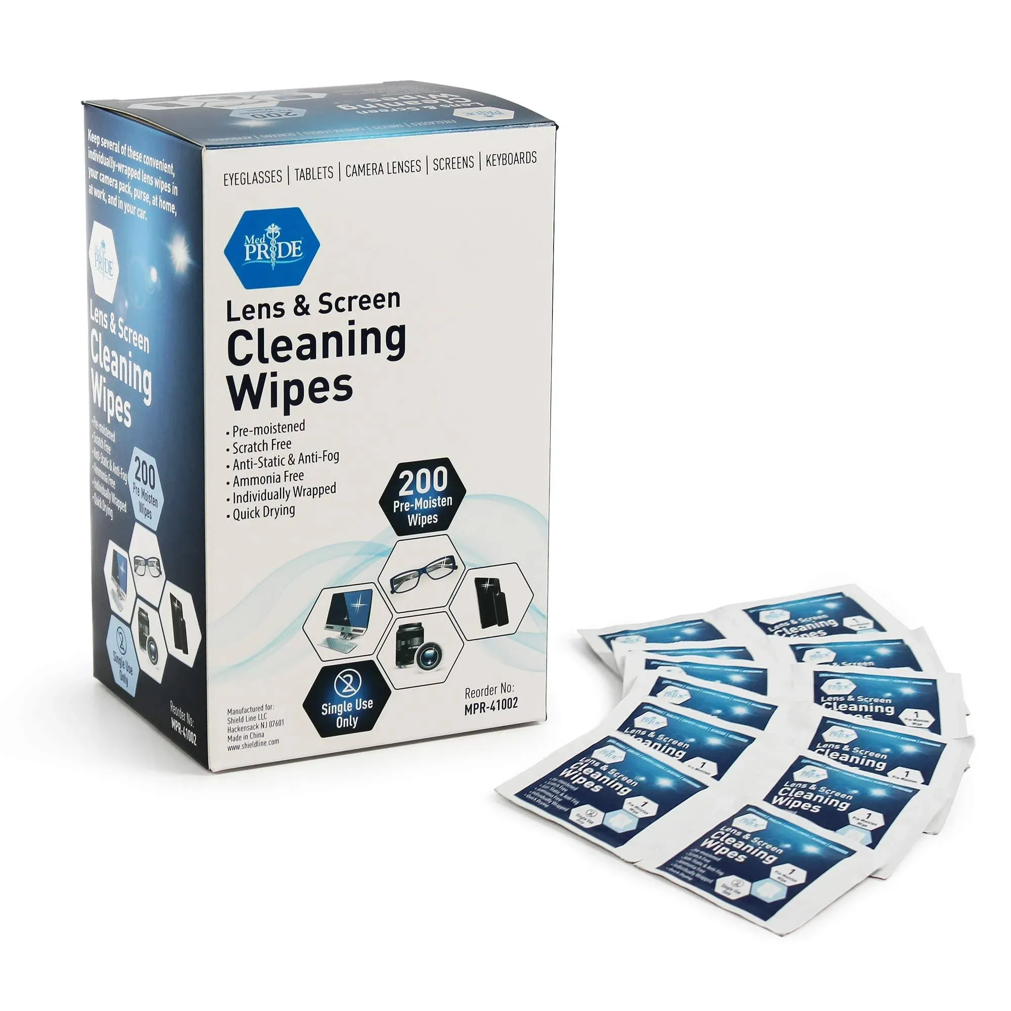 MPR-41002 Lens Cleaning Wipes, 6&#034;x5&#034; 200 count