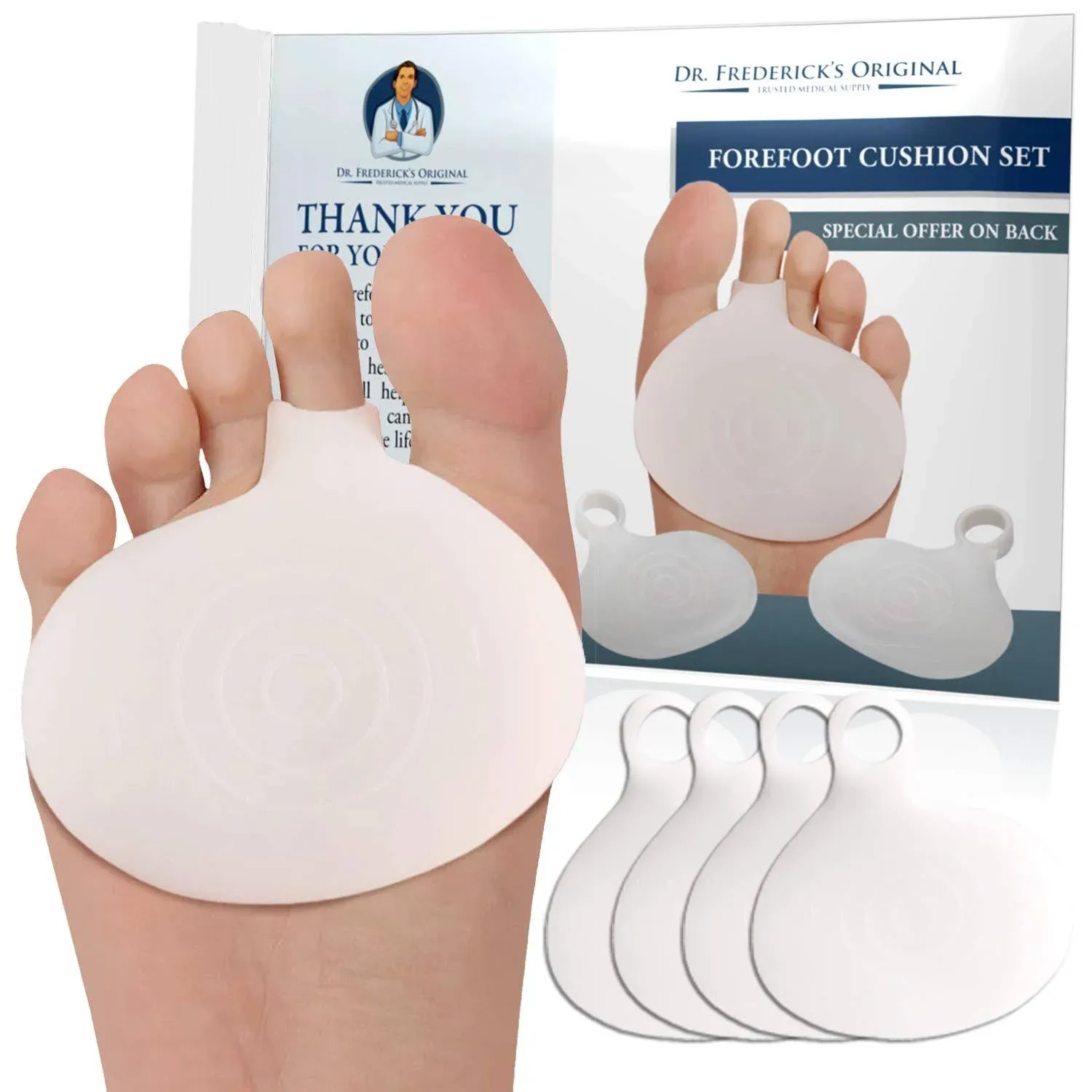 Dr. Frederick&#039;s Original Metatarsal Pads - 4 Pieces - Ball of Foot Cushions f...