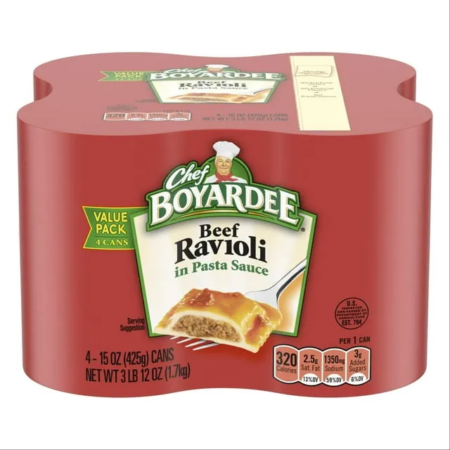 Chef Boyardee Beef Ravioli in Tomato & Meat Sauce - 4 pack, 15 oz cans