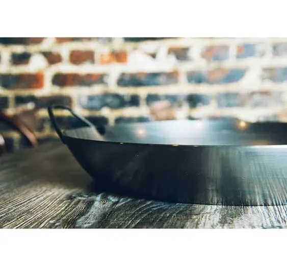 Matfer Bourgeat Black Carbon Steel Paella Pan, 15 3/4"