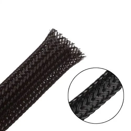 25ft - 1/2 inch Pet Expandable Braided Sleeving Black Alex Tech Braided Cable Sleeve