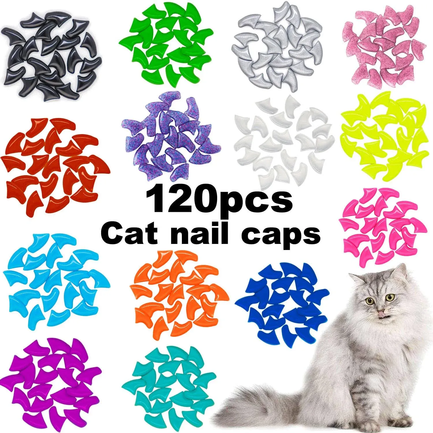 Cat Paw Nail Claw Covers With Adhesives Applicator Soft Kitty Nail Slip On Caps