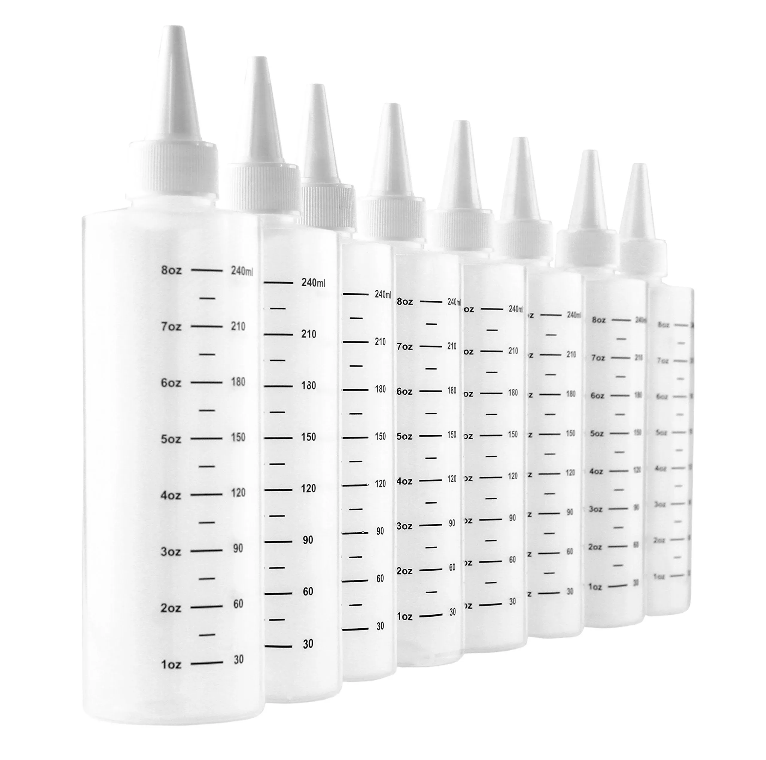 Plastic Squeeze Bottles with Graduated Measurements (8-Pack) 8-Ounce