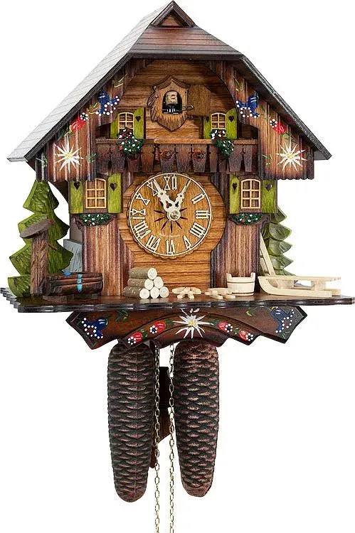 Cuckoo Clock - Chalet-Style - 8-Day Movement - Black Forest House30