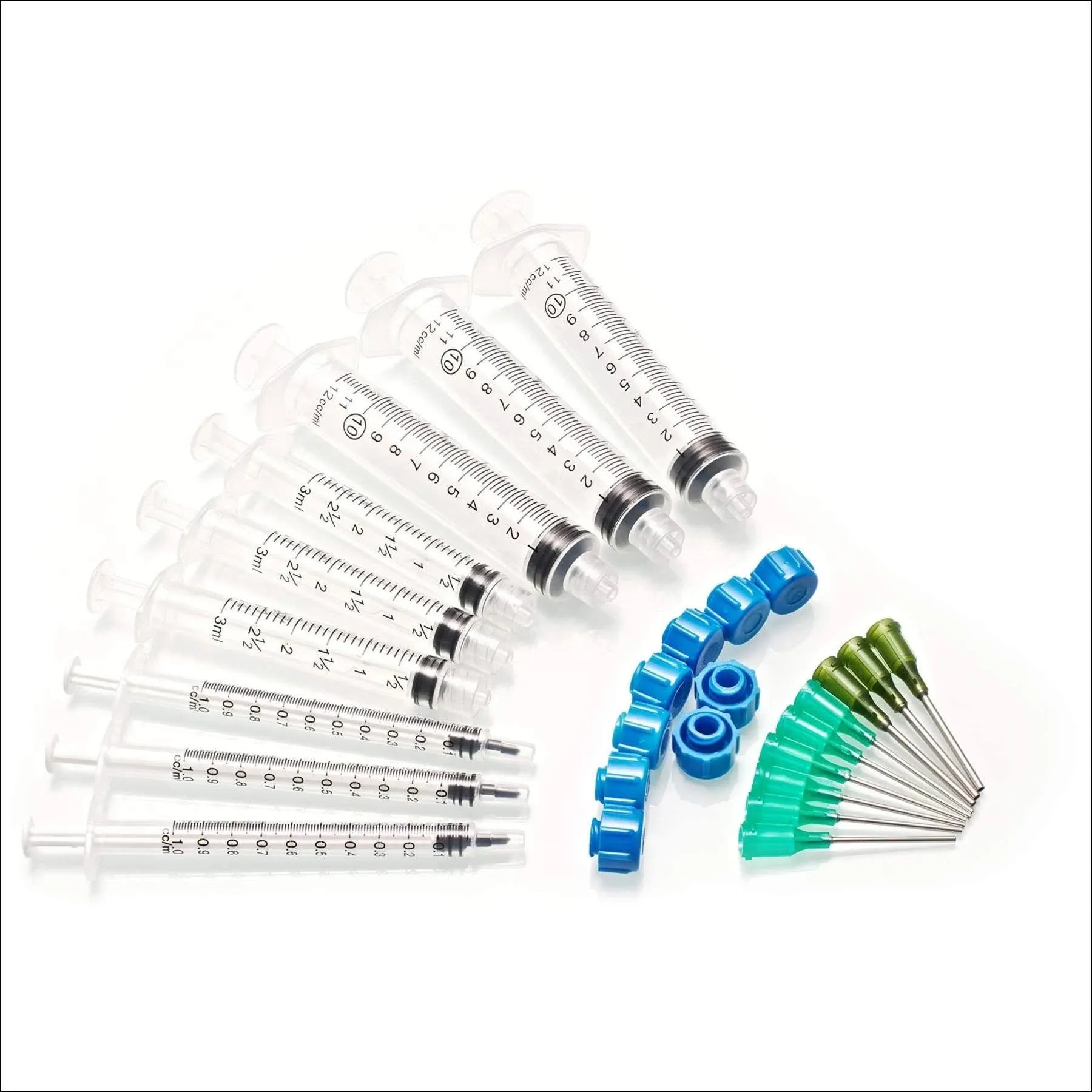 The 9 Pack - 10ml 3ml 1ml Syringes with 14G & 18G Blunt Tipped Dispensing Needles and Syringe Caps, Luer Lock | Repair Refill Mix Measure Transfer Ink Juice Oil Wood Glue Adhesive Epoxy