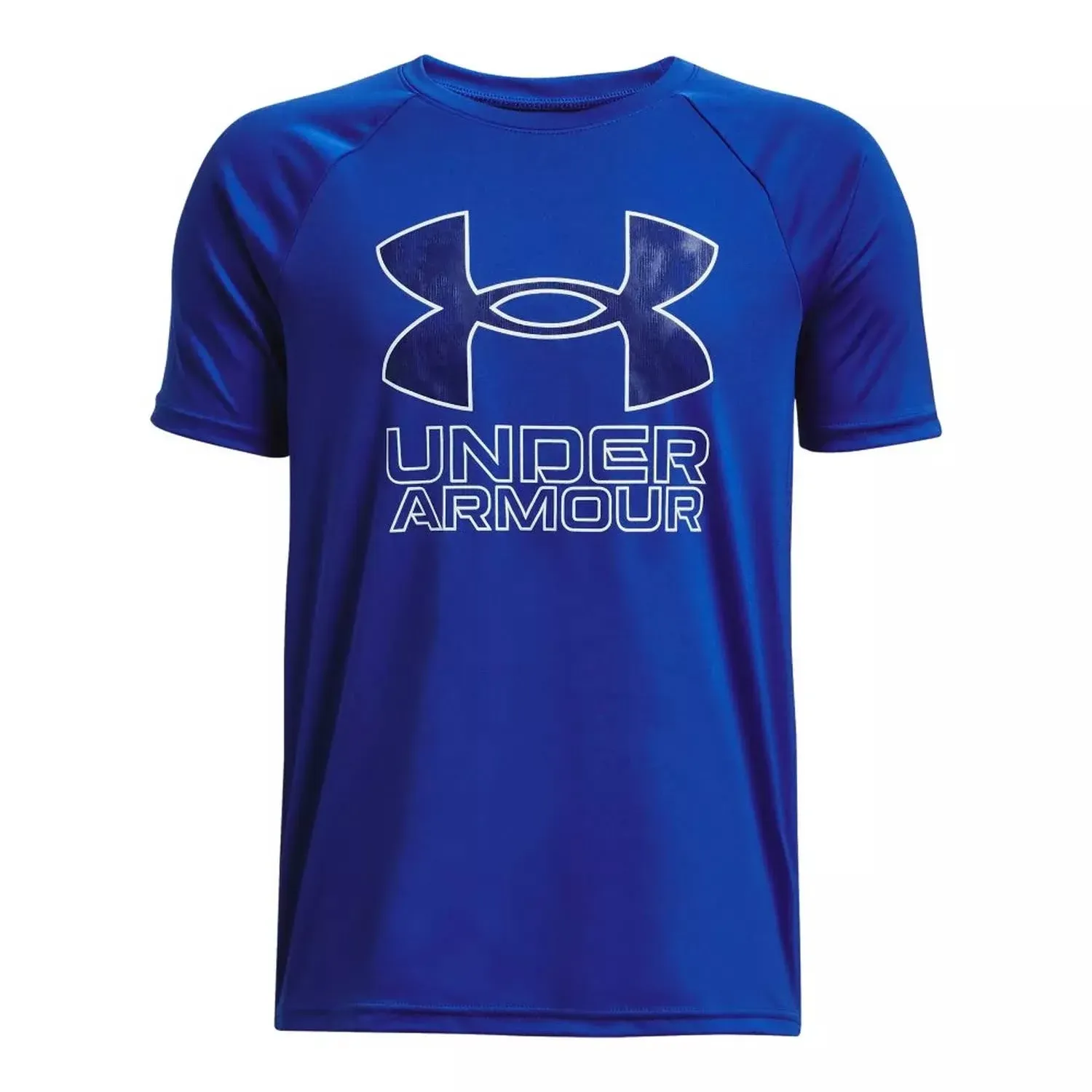 Under Armour Boys' UA Tech Hybrid Print Fill Short Sleeve ROYAL-STEEL Xs