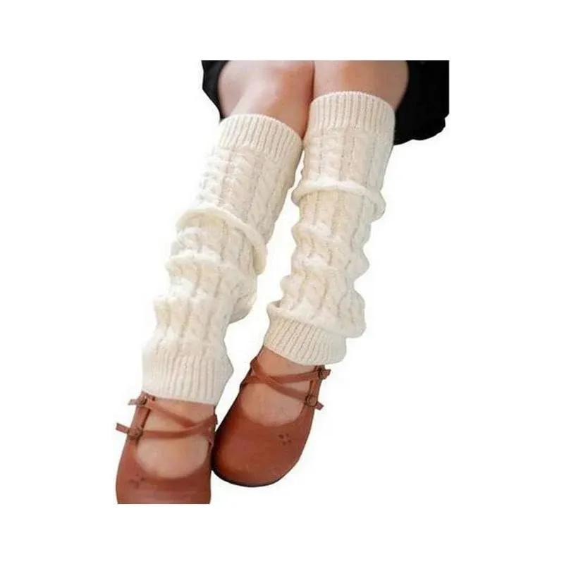 Elandy 1 Pair Knit Winter Thermal Warm Leg Warmers-Long Socks Boot Cuffs Topper ...