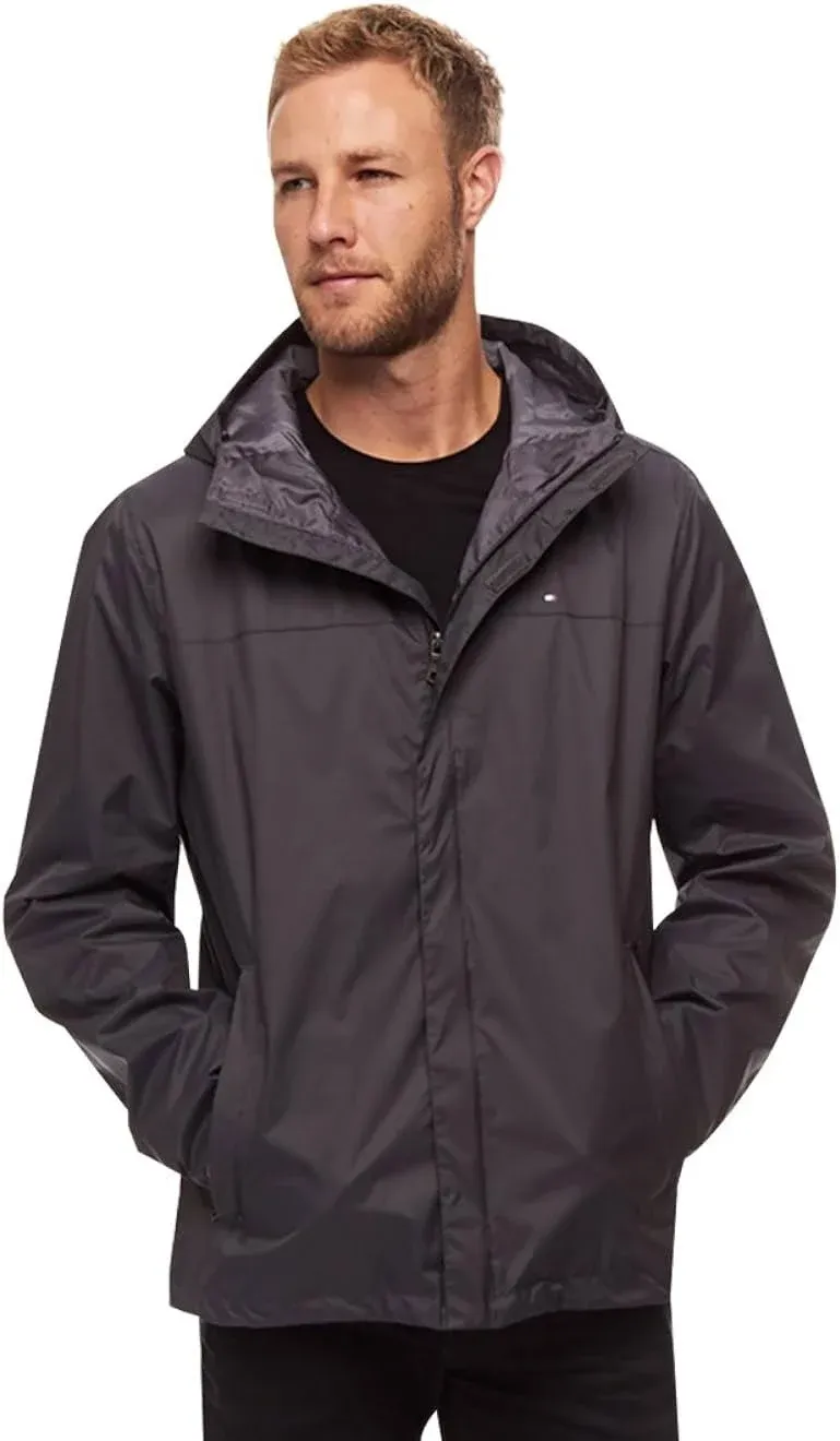 Tommy Hilfiger Men's Lightweight Breathable Waterproof Hooded Rain Jacket