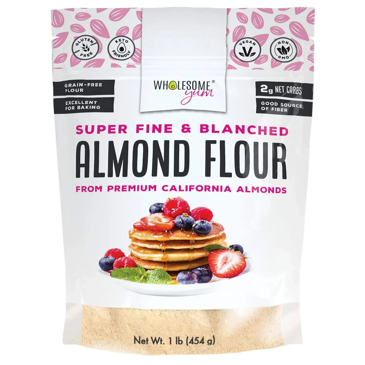 Wholesome Yum Premium Super Fine Blanched Almond Flour (16 oz / 1 lb) - Gluten Free, Non GMO, Keto Friendly Flour substitute for Low Carb Baking