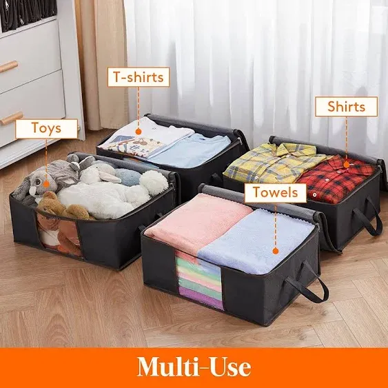 Lifewit 4-Pack Clothes Storage Bag, Foldable Storage Bins Closet Organizer with ...