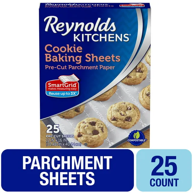 Reynolds Kitchens Cookie Baking Sheets, Pre-Cut Parchment Paper - 25 sheets