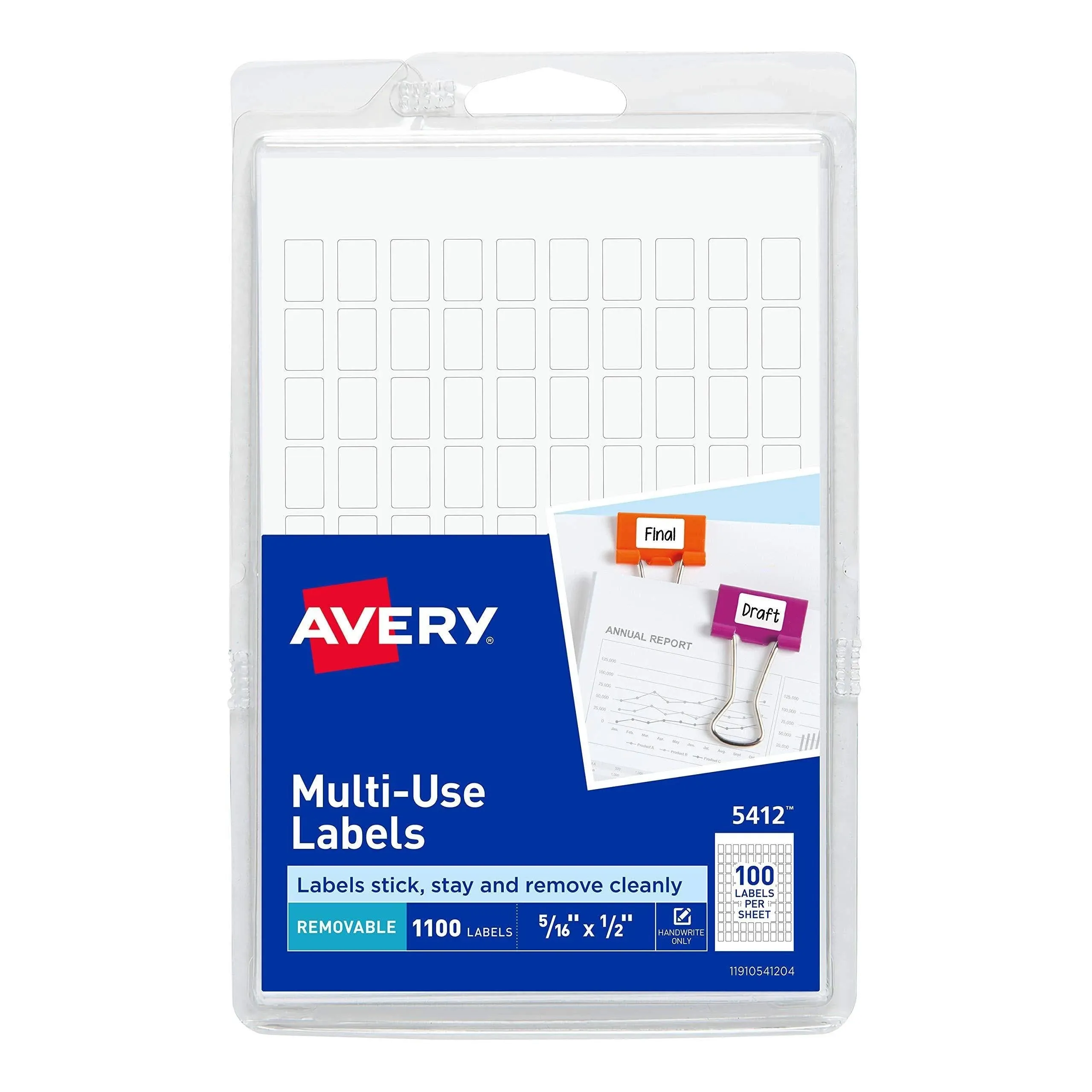 110pk Avery Removable Rectangular Labels, 0.31 x 0.5 Inches, White