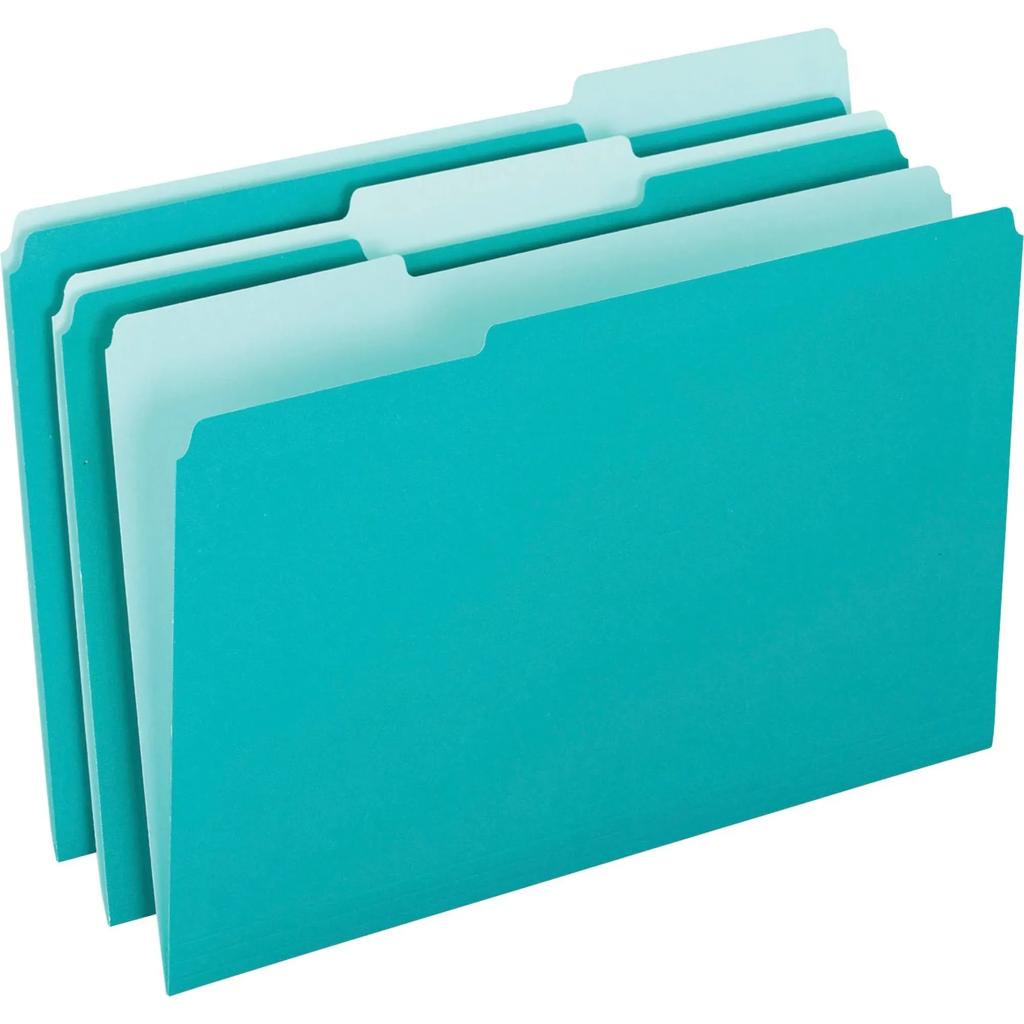 Pendaflex Interior File Folders 1/3 Cut Top Tab Letter Aqua 100/Box