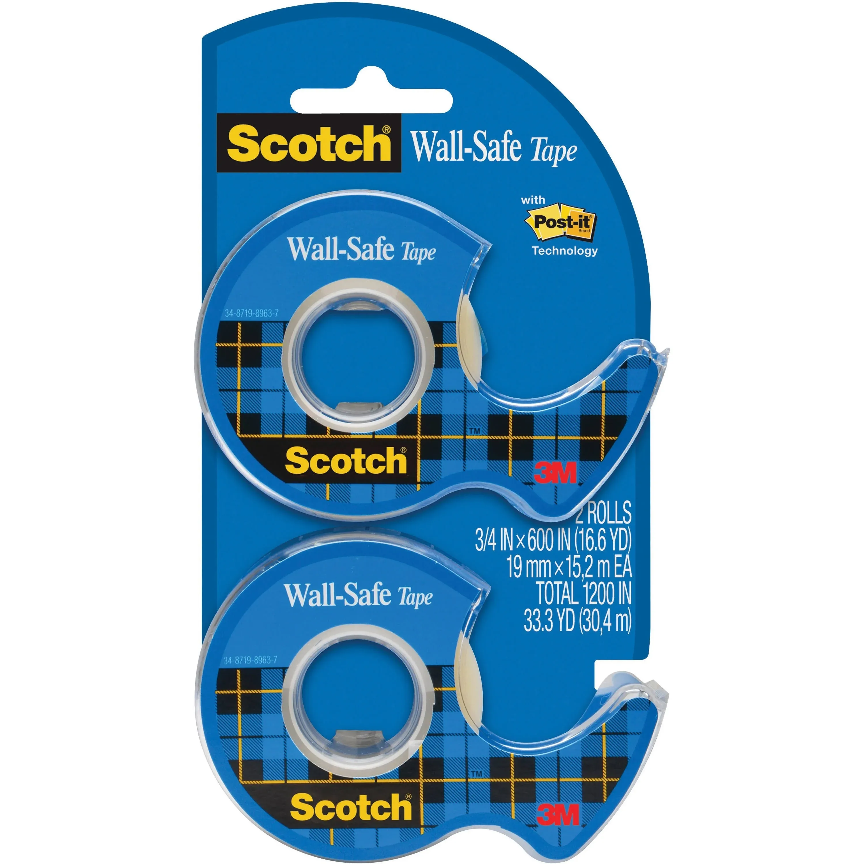 Scotch Tape, Wall-Safe - 2 rolls