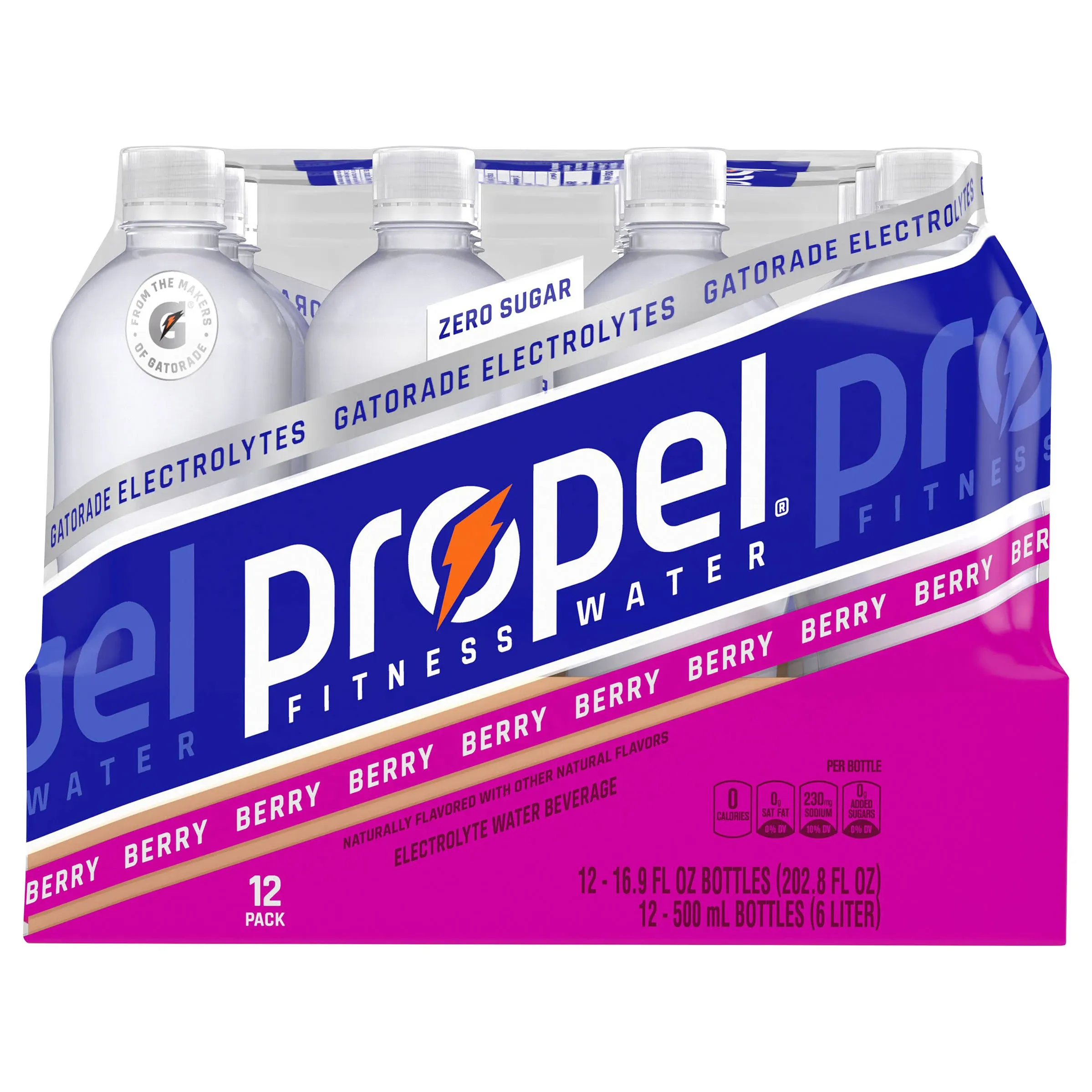 Propel Electrolyte Water Beverage, Berry, 12 Pack - 12 pack, 16.9 fl oz