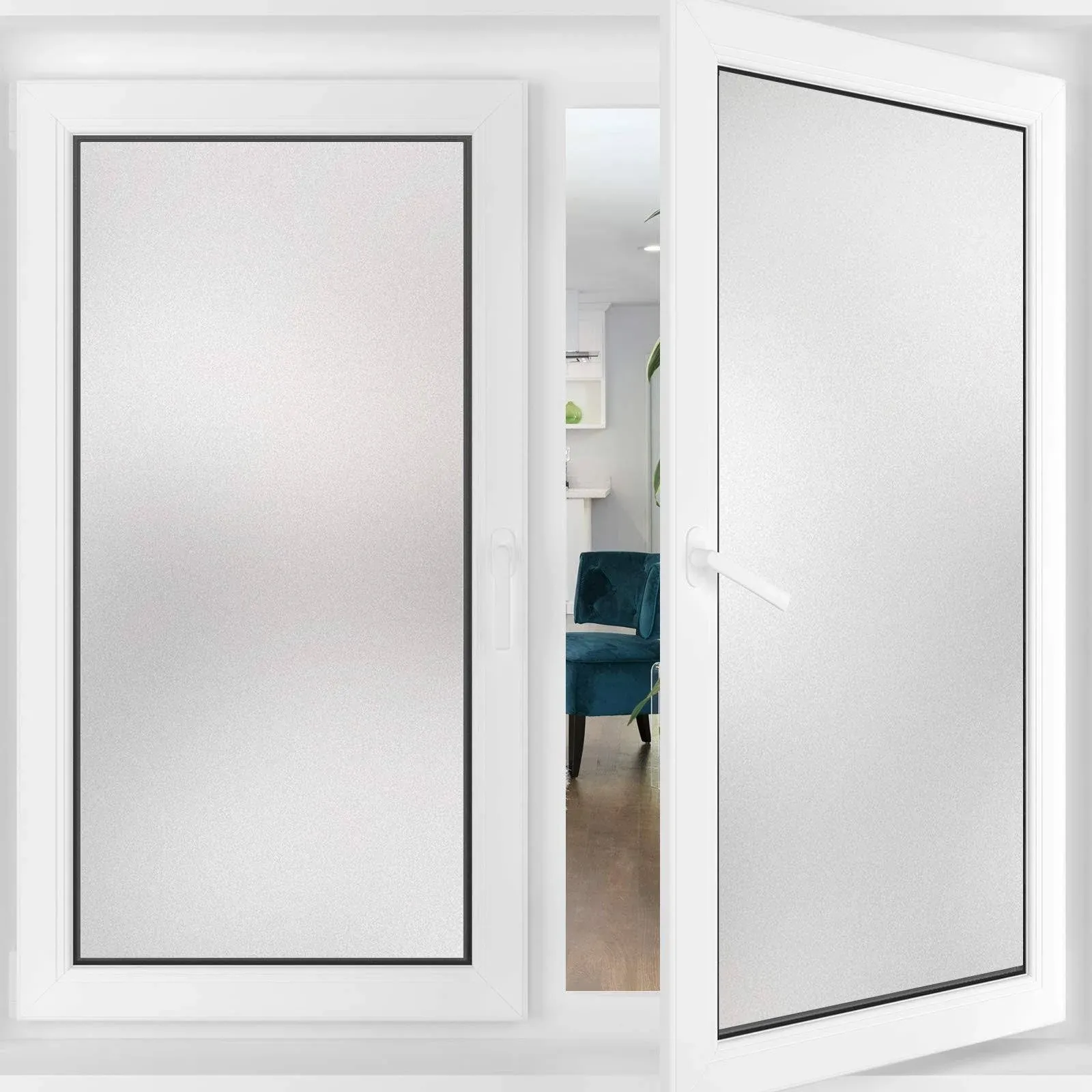 HIDBEA Frosted Window Privacy Film - Non Adhesive Static Cling Glass Stickers Sun UV Blocking Heat Control Door Covering Decals for Home Office