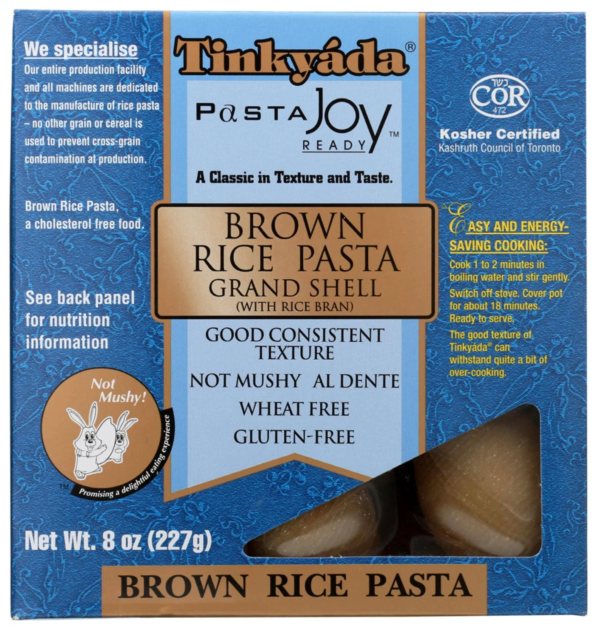 Tinkyada Brown Rice Pasta Grand Shell 8 Ounce