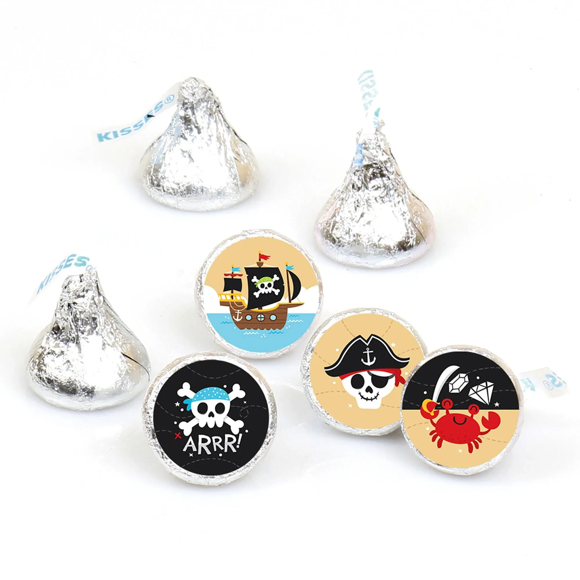 Pirate Ship Adventures Birthday Party Round Labels Fit Chocolate Candy 108 Ct