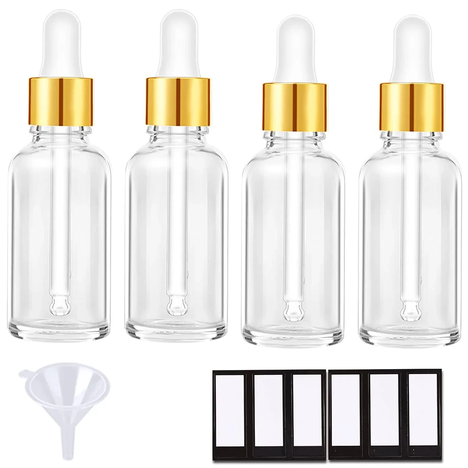 PrettyCare 4 Pack 1oz Eye Dropper Bottle Rose for Essential Oils with Measured Pipettes, 30ml Glass Bottles with Eye Droppers Tincture Bottles, Leak Proof Travel Bottles