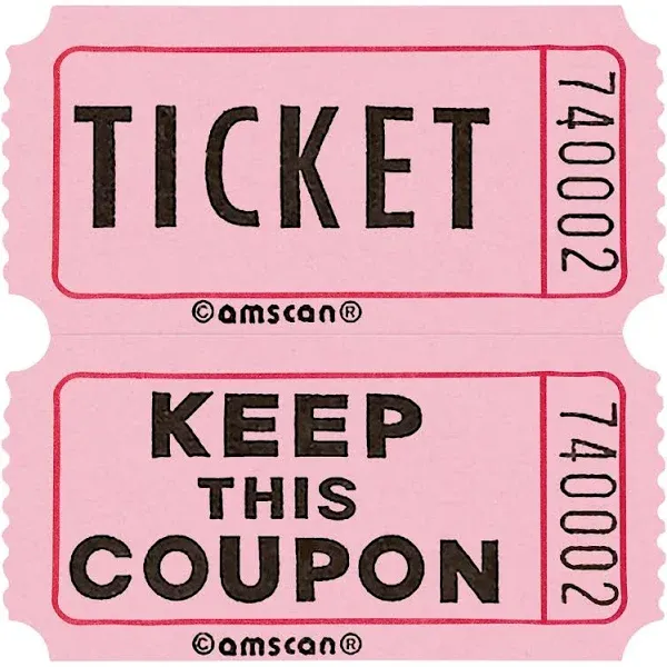 2" x 2" Pink Double 2000 Ticket Roll