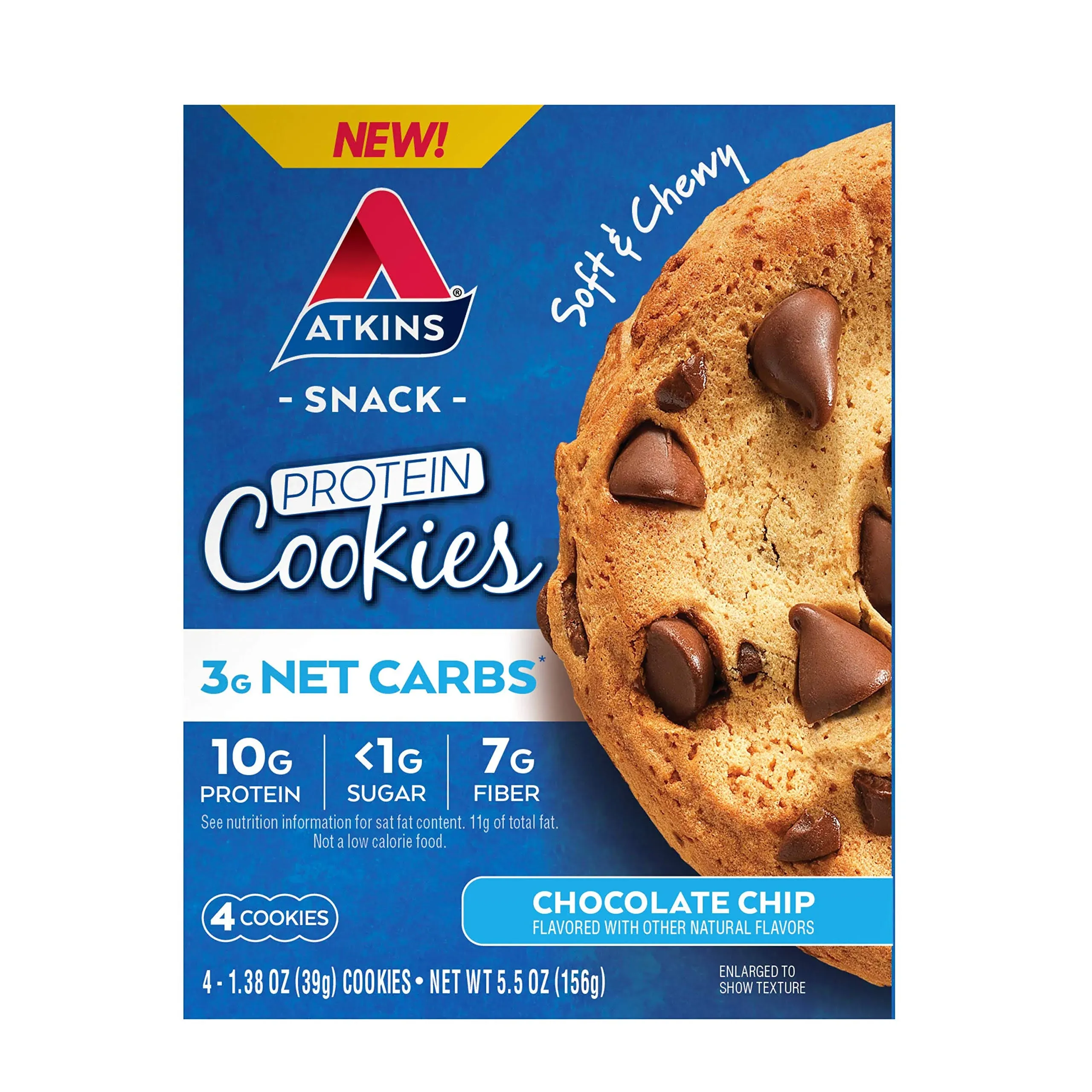 Atkins Chocolate Chip Protein Cookie, Protein Dessert, Rich in Fiber, 3G Net Carb ...