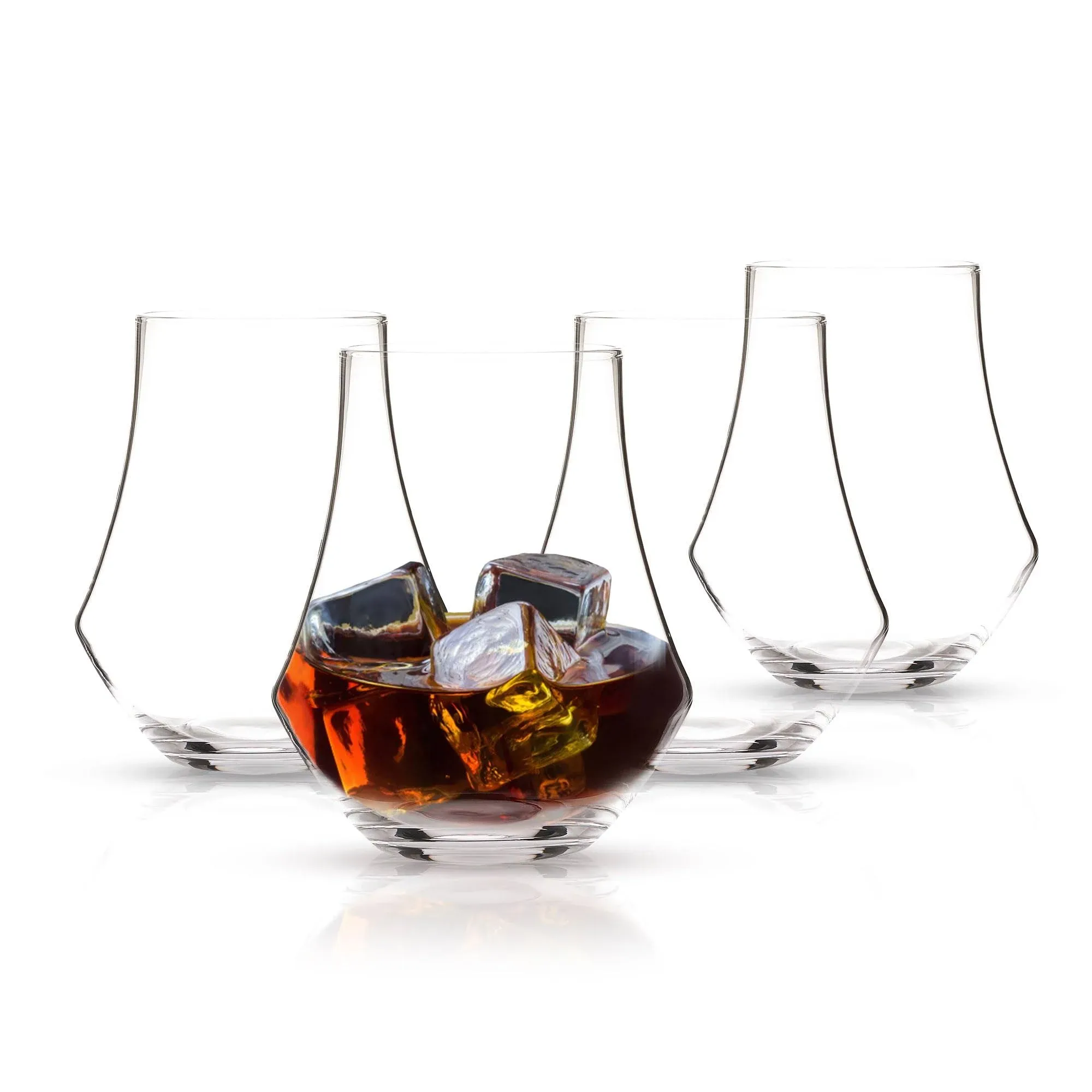 Berkware Tulip Shaped Lowball Whisky Tumbler Glasses - Set of 4