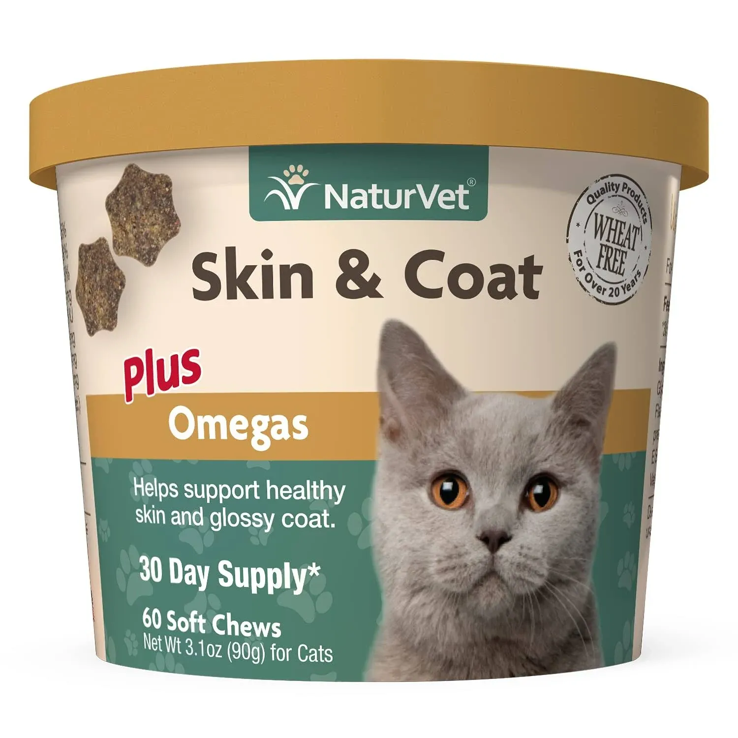 NaturVet Skin & Coat Plus Omegas for Cats (60 Soft Chews)