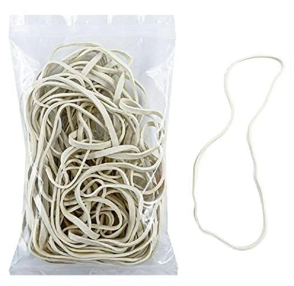 30 Count White Rubber Bands - 8-Inch Heavy-Duty Elastic Bands for Various Uses