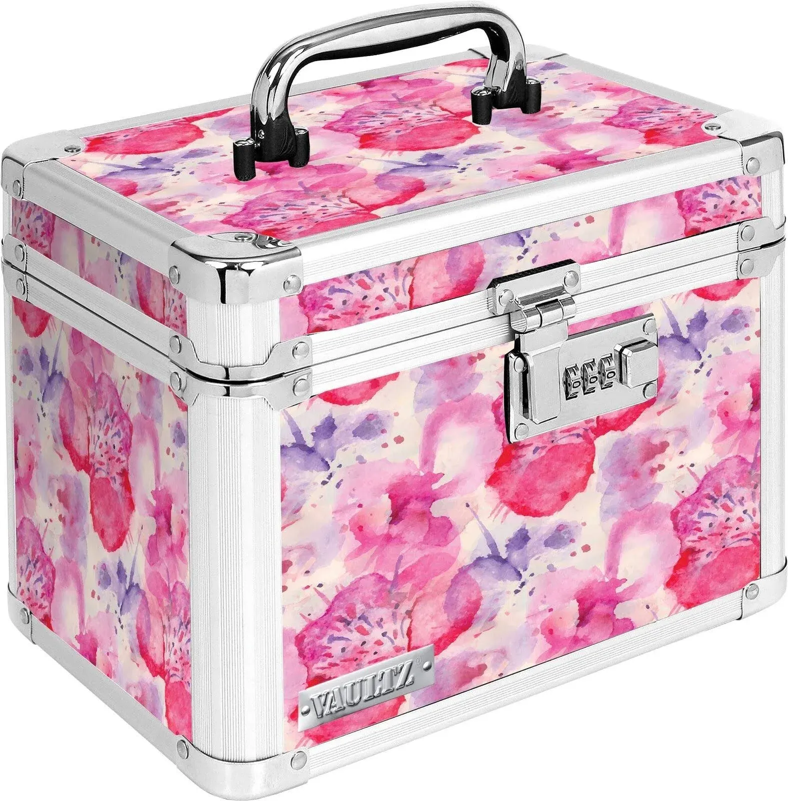 Vaultz Combination Lock Box - Secure Safe for Documents, Valuables, Medicine & Money - 10 x 7.25 x 7.75 Inch - Floral, Pink & GrayVaultz Combination Lock Box - Secure Safe for Documents,…