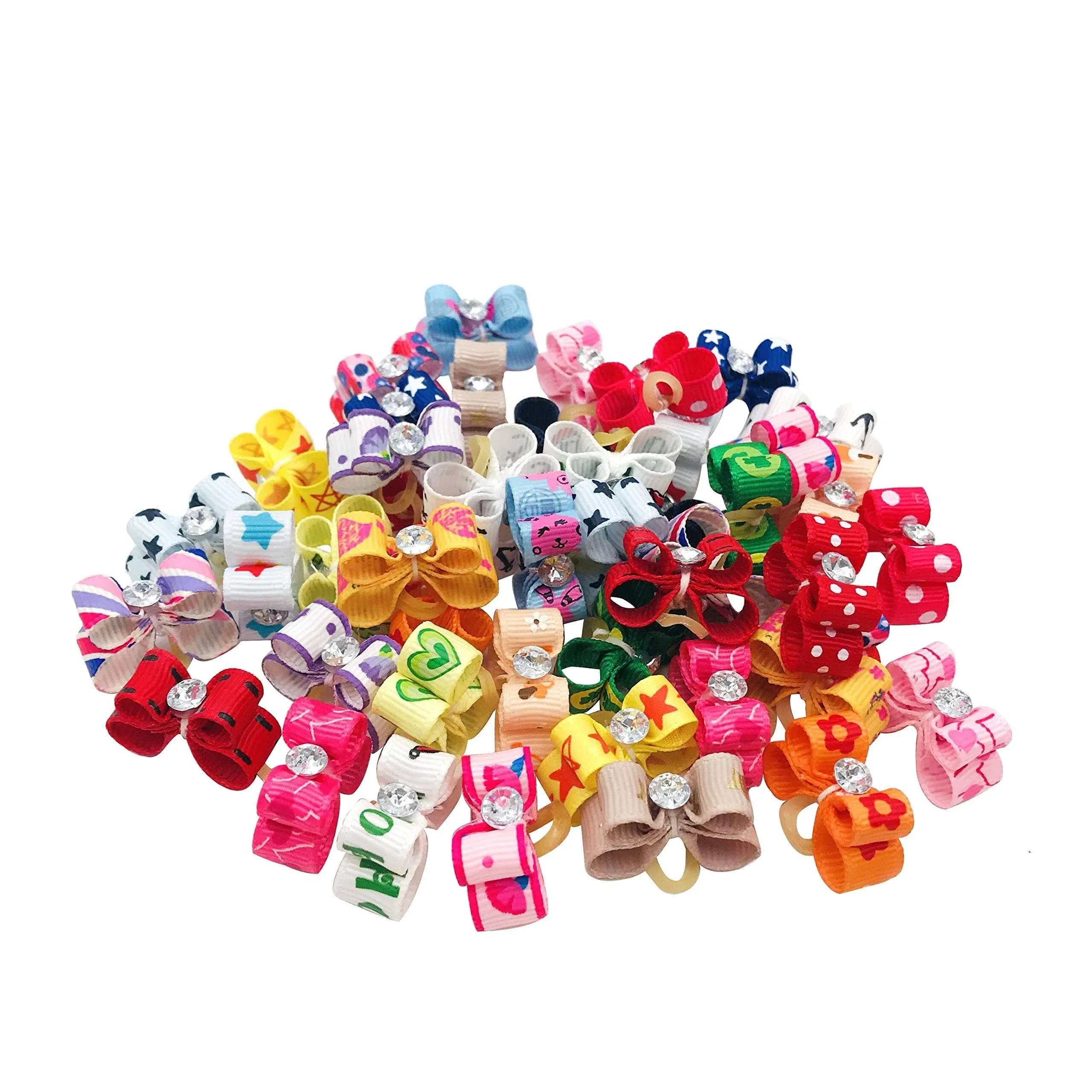 PET SHOW 0.98inch0.39in<wbr/>ch Tiny Small Dogs Hair Bows with Rubber Bands Ribbon