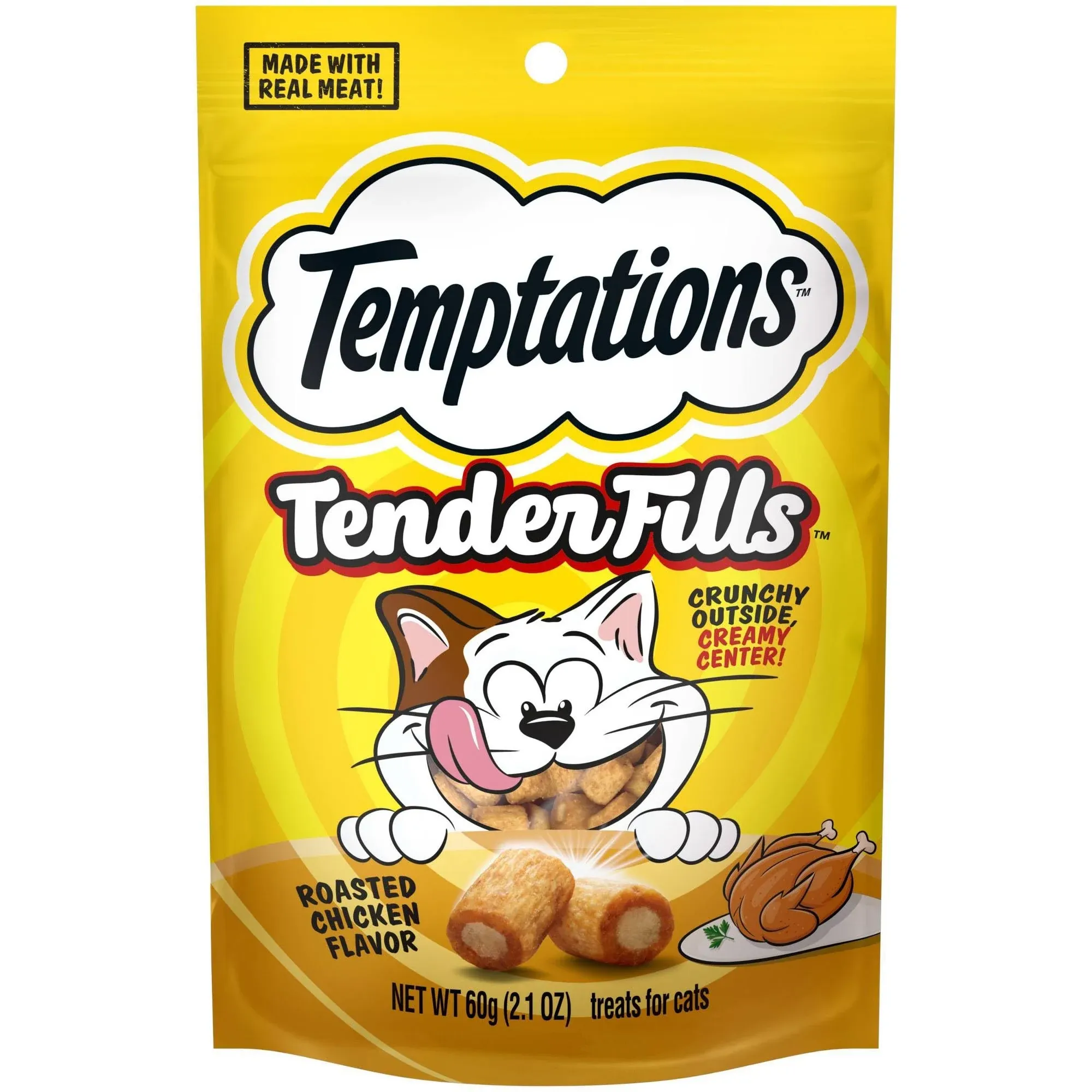 Temptations Tender Fills Roasted Chicken Flavor Soft & Crunchy Cat Treats, 2.1-oz ...