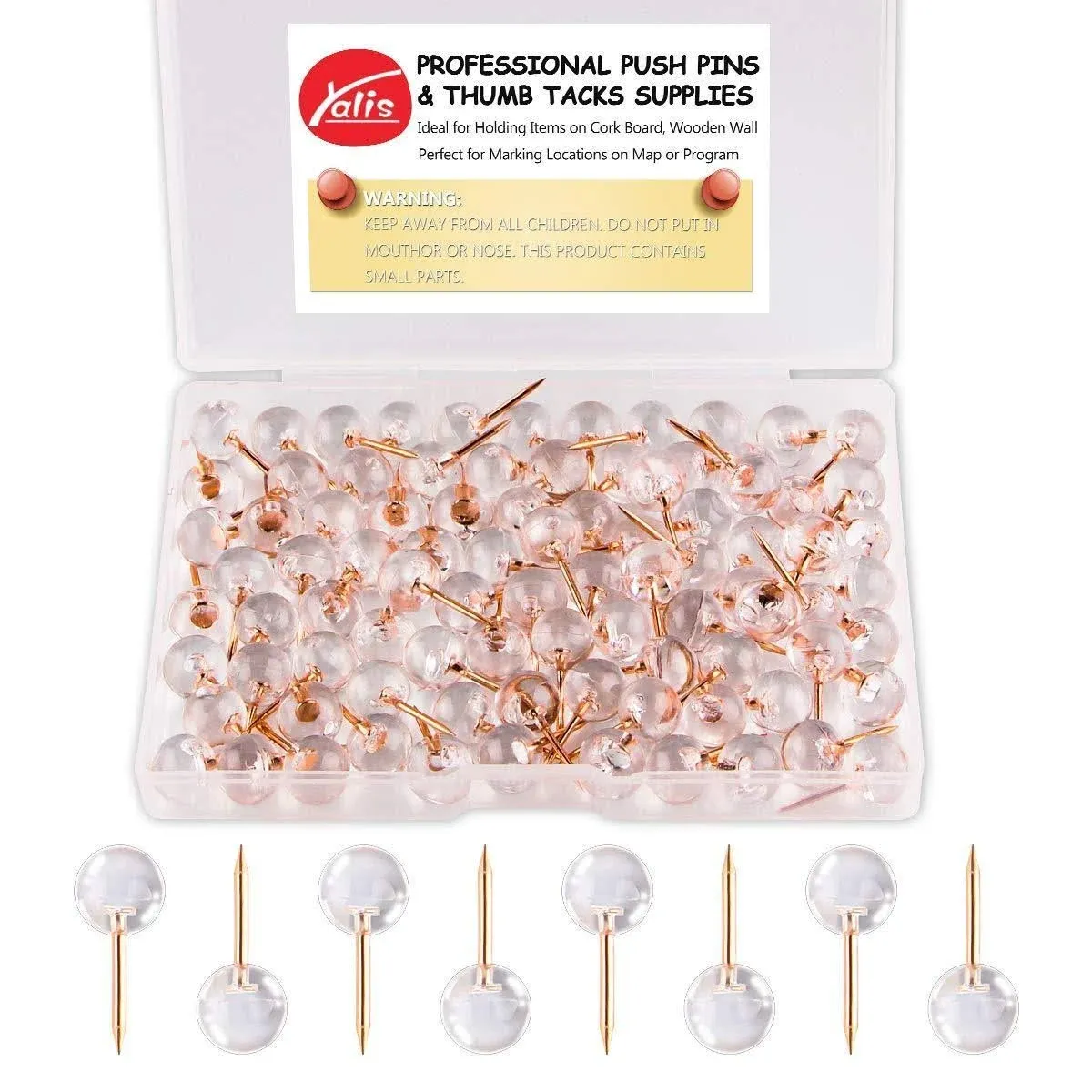 Yalis 1/3 inch Rose Gold Map Tacks Push Pins