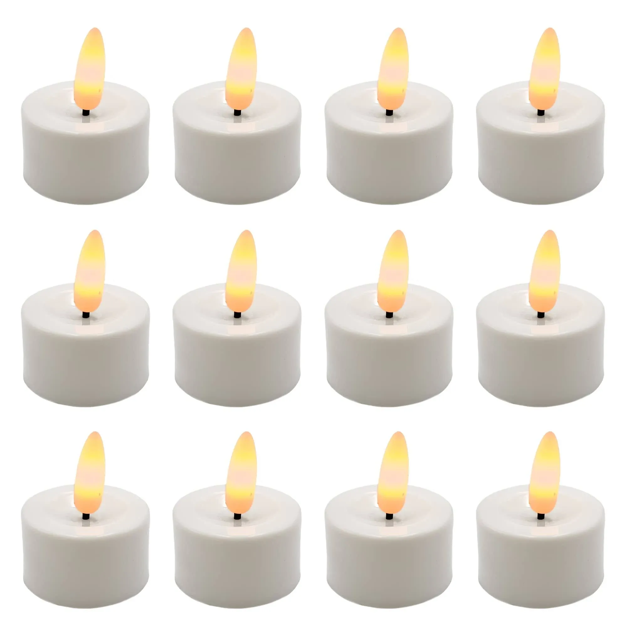 Lumabase Battery Operated 3D Wick Flame Tea Lights (Set of 12)