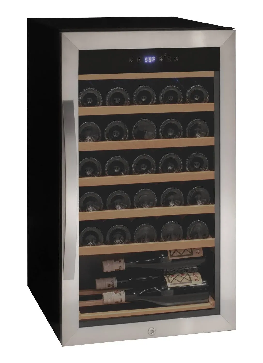 Allavino Cascina Series 33 Bottle Single Zone Freestanding Wine Refrigerator Cooler With Stainless Steel Door