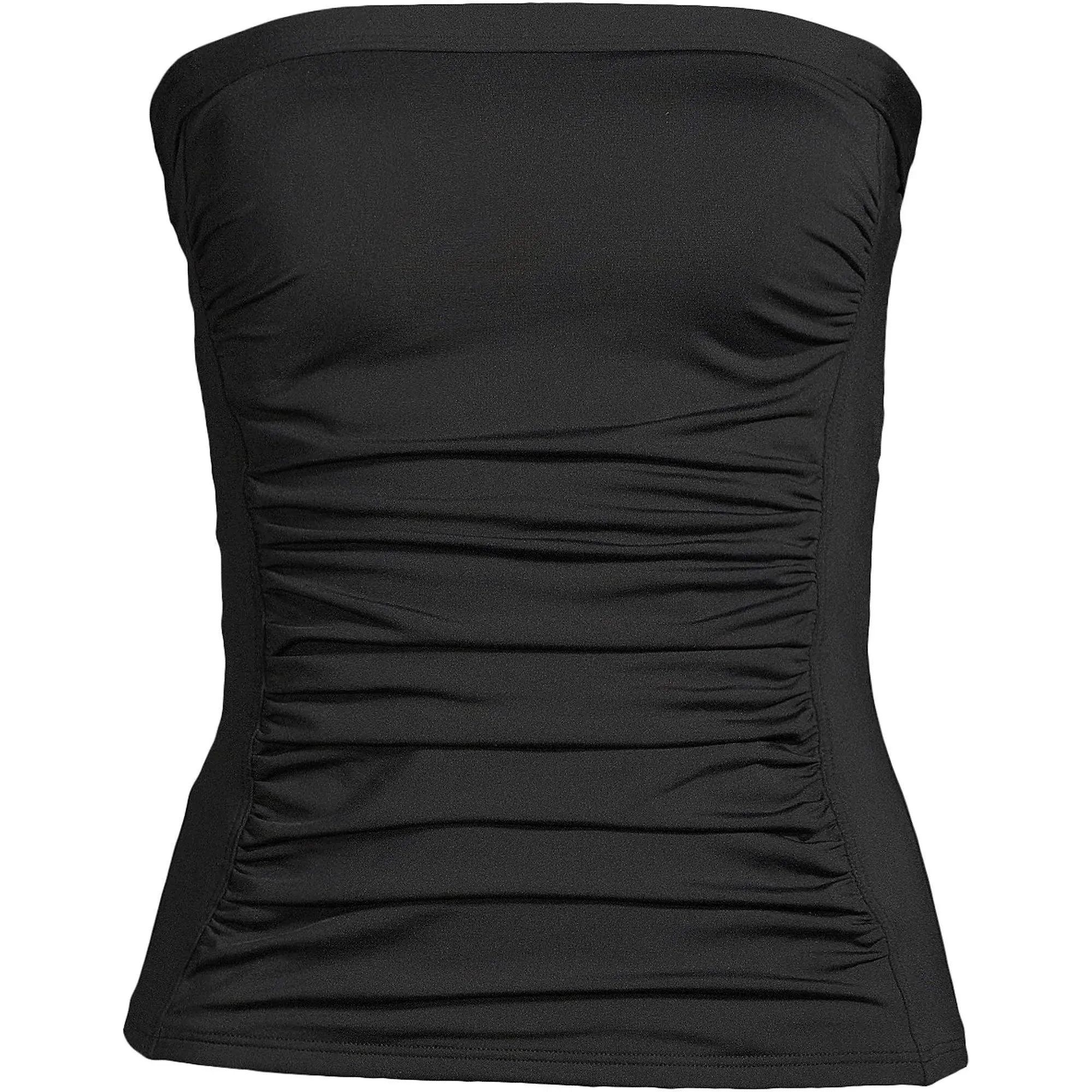 Lands' End Women's Plus Size Long Chlorine Resistant Bandeau Tankini Swimsuit Top - 24W - Black