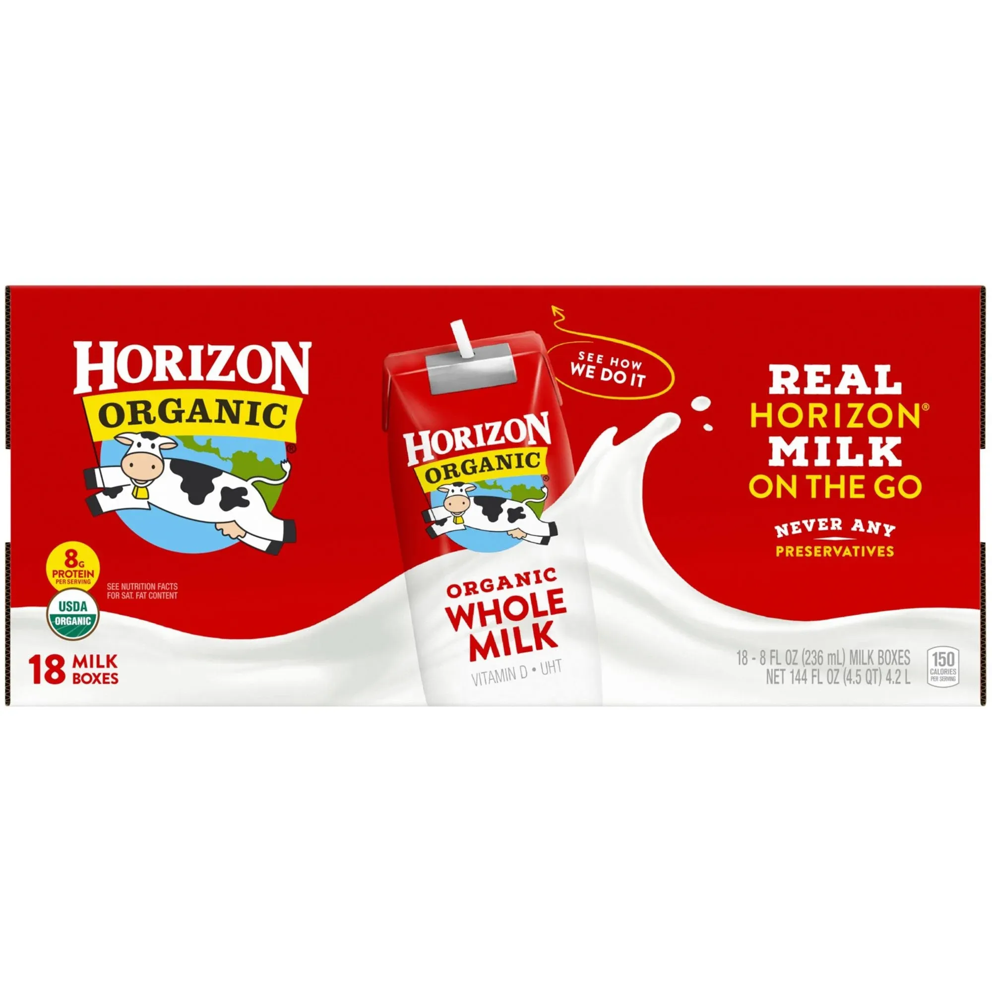 Horizon Organic Whole Shelf-Stable Milk Boxes, 8 Oz., 12 Count