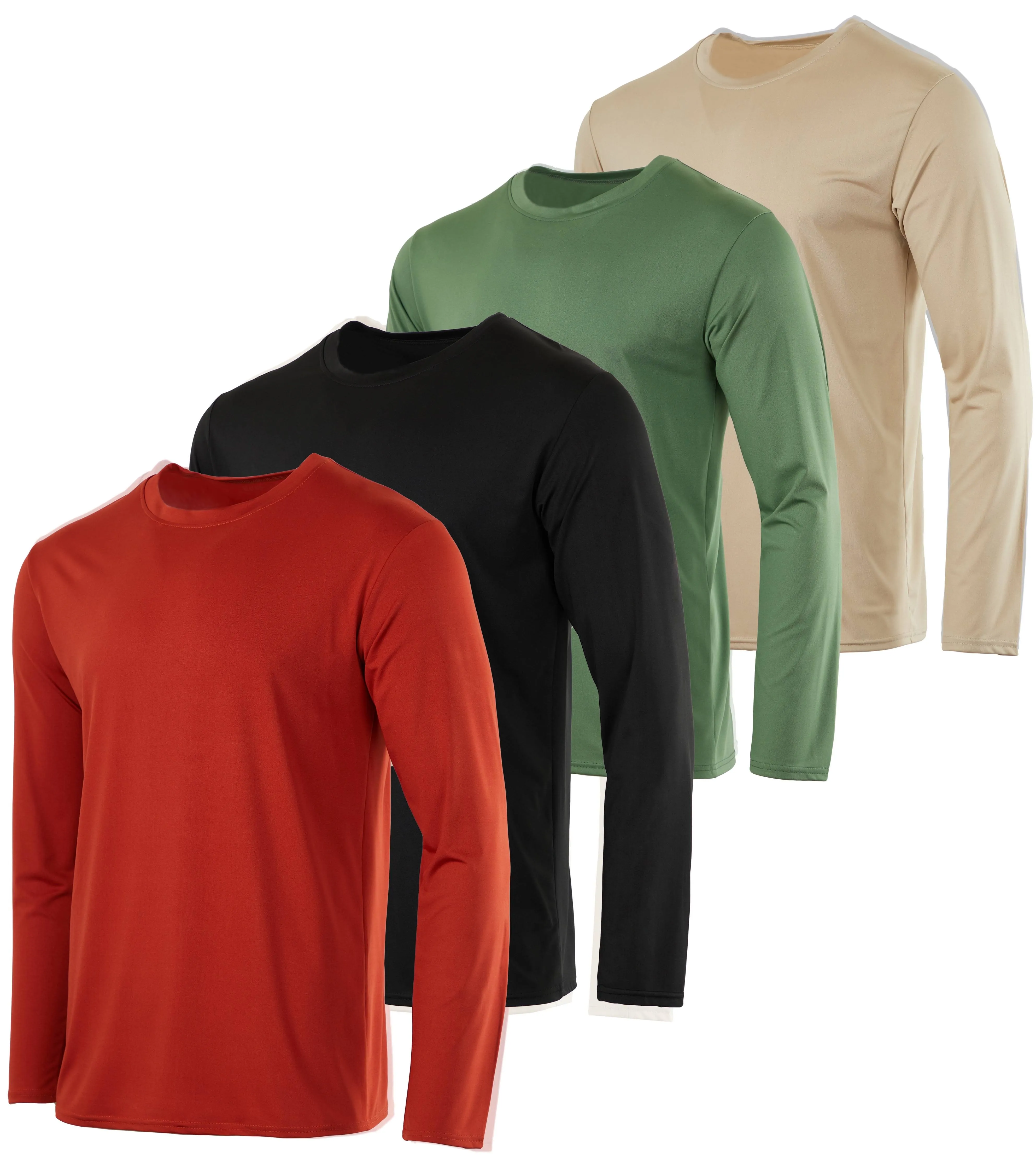 Paquete de 4 unidades: camisetas Dry-Fit de manga larga para hombre que absorben la humedad, con protección solar ultravioleta, camiseta deportiva con cuello redondo para actividades en exteriores