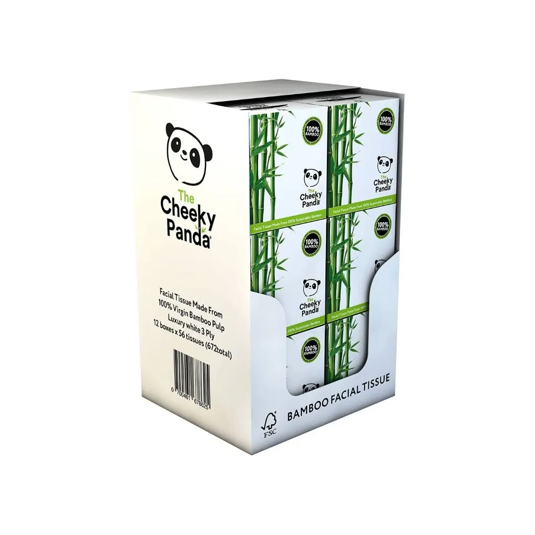 The Cheeky Panda Bamboo Facial Tissues | 12 Cube Tissue Boxes | Soft Face Tissues | Plastic Free Tissues Box Multipack