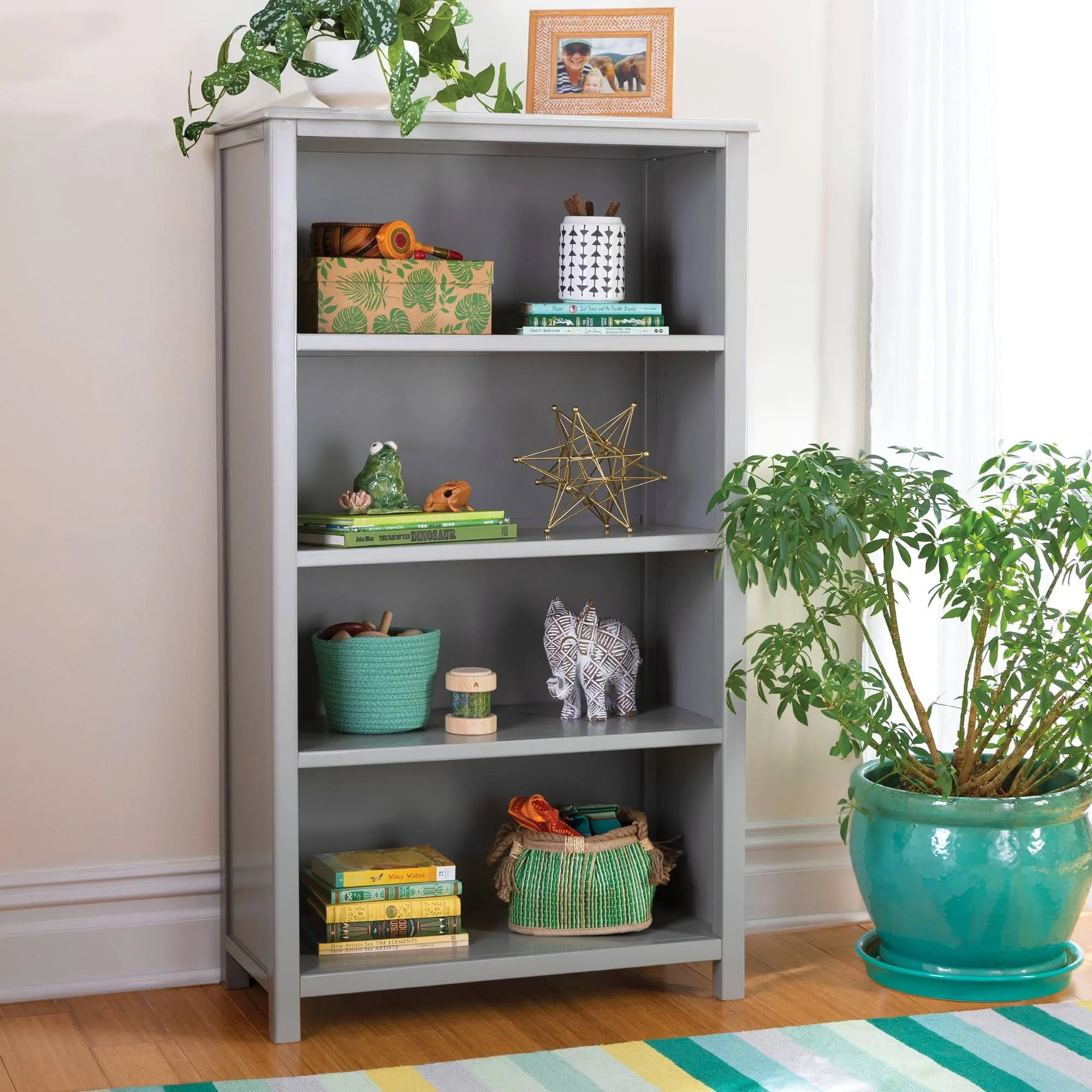 Guidecraft Taiga 4-Shelf Bookcase 54" - Gray